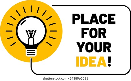 Frame background with shiny light bulb, copy space for your idea - vector illustration