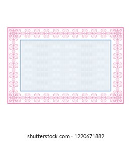 Frame, background. Template. Certificate, diploma. Guilloche. Abstract
