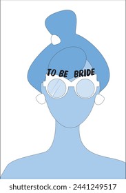 Frame, background for wedding party invitation, bride in glasses and jewelry.