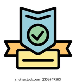 Frame badge icon outline vector. Warranty card. Money letter color flat