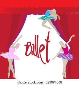 Frame ballet with ballerinas and scenes