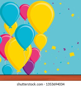 frame of balloons helium isolated icon