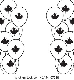 frame of balloons helium with maple leafs canada