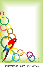 Frame with balls and a parrot. A vector. Without mesh