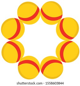 Frame with balls, texture, pattern, wallpaper with children cartoon doodle toy balls. Educational balls for kids, vector illustration.
