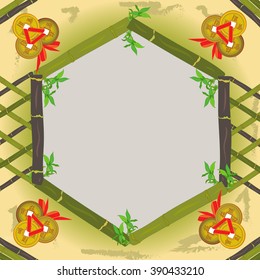 Frame with bamboo & coins
