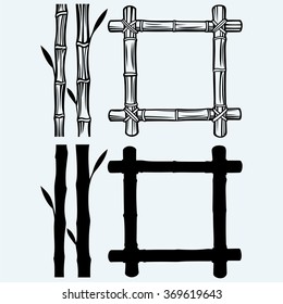 Frame of bamboo. Isolated on blue background. Vector silhouettes