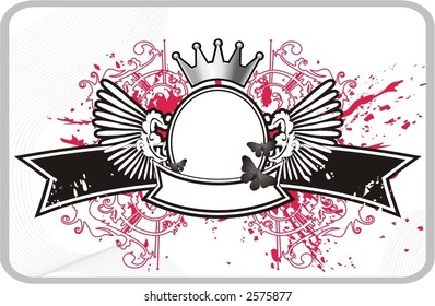 frame with banner and crown