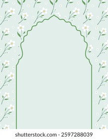 Frame Banner with spring flowers. Minimalistic flowers in bloom for postcard, poster and greeting card