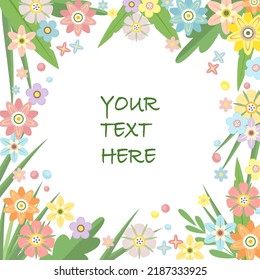 Frame, banner, vintage with flowers. Flat style. Vector illustration 