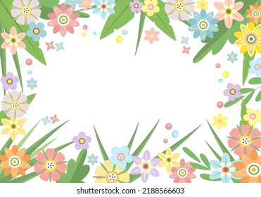 Frame, banner, vintage with flowers. Flat style. Vector illustration 