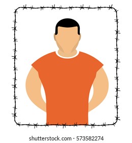 frame barbed wire vector black. man icon. prison