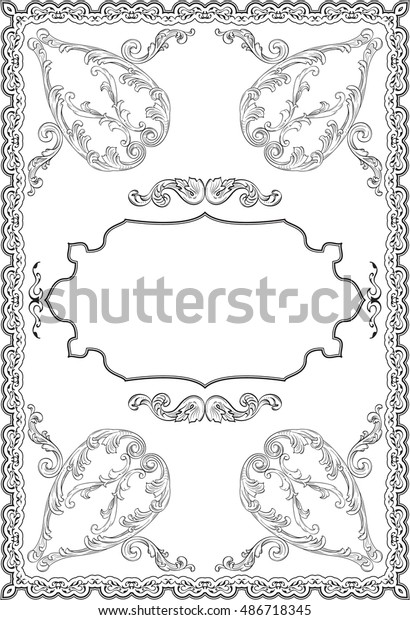 The frame in baroque\
art style on white