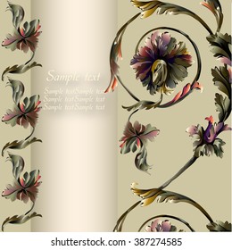 Frame with baroque classic ornamental branch and scrolls