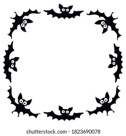 Frame with bats. Happy Halloween. Border, background for greeting card, invitation, party poster