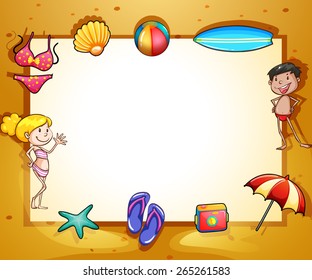 Frame of a beach design on white background