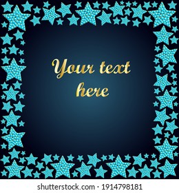 Frame with beaded stars and turquoises. 3D vector illustration.