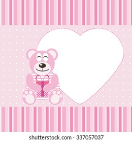 Frame bear holding a gift vector