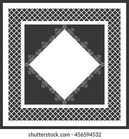 Frame with beautiful embellishment. Interesting design. Can be used for photo, invitation to the celebration, for the cover of the menu.
