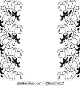 frame of beautiful flower with leafs