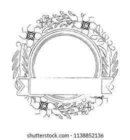 frame with beautiful flower and ribbon icon