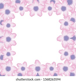 frame of beautiful flowers with branches and leafs