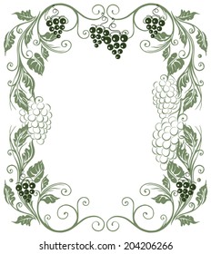 Frame with beautiful grape vines, vector decoration