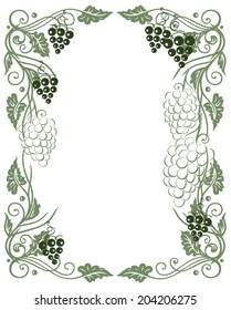 Frame with beautiful grape vines, vector decoration