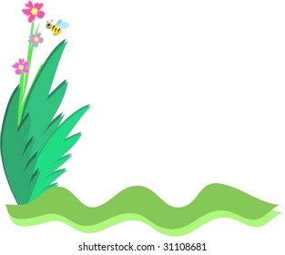 Frame of Bee and Plants Vector