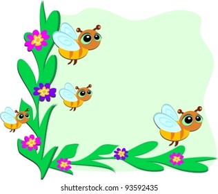 Frame of Bees and Plants