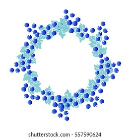 Frame of berries, currants on white background, vector illustration, wedding design.