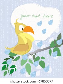 Frame With Bird On The Branch