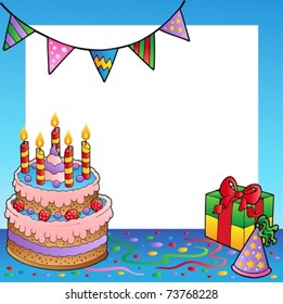 Marco con tema de cumpleaños 1 - ilustración vectorial.