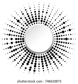 Frame with black dots on white background. Halftone effect.