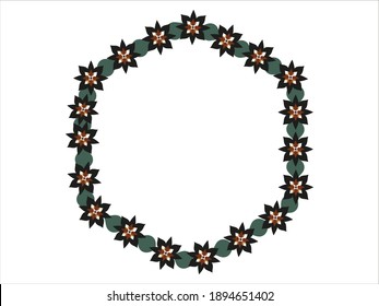 Frame from the black flower in abstract style on a white background
