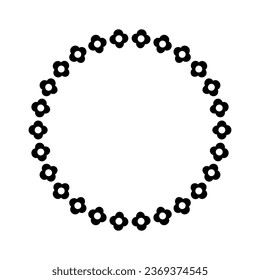 frame black flower circle, vector isolated on white
