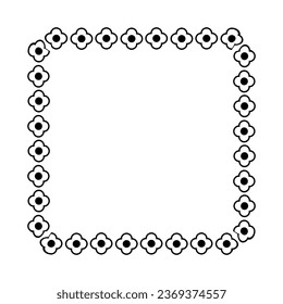 frame black flower square, vector isolated on white

