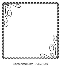 Frame black. Monochrome framework isolated on white background. Decoration chain concept. Modern art scoreboard. Border from ovals and curves. Decoration banner rim. Stock vector illustration