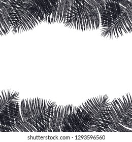 Frame of black palm leaves Hand drawing set