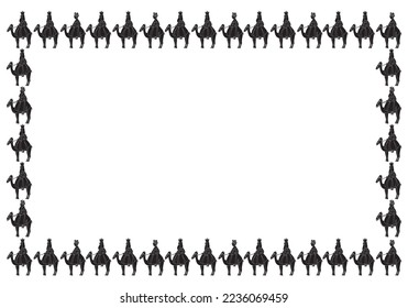 
Frame with the black silhouette of the three Wise Men on a white background