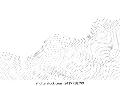 Frame Black Technology Particle Waves Pattern Abstract On White Background. Particle. Vector Illustration. Minimalist. Banner. Backdrop