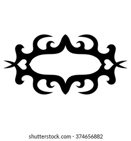 Frame  black vector art design sketch pattern. Simple logo. Designer isolated abstract element on white background.