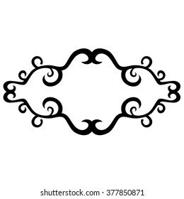 Frame  black vector art design sketch pattern. Simple logo. Designer isolated abstract element on white background.