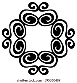 Frame  black vector art design sketch pattern. Simple logo. Designer isolated abstract element on white background.