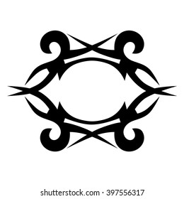 Frame  black vector art design sketch pattern. Simple logo. Designer isolated abstract element on white background.