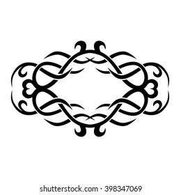 Frame  black vector art design sketch pattern. Simple logo. Designer isolated abstract element on white background.