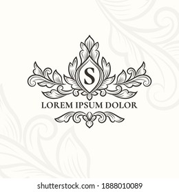 Marco con ornamento vectorial negro sobre un fondo blanco. Elementos elegantes y clásicos. Se puede usar para la joyería, la belleza y la industria de la moda. Ideal para el logotipo, el emblema o cualquier idea deseada.