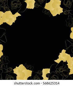 frame with black and yellow rose black backgroung