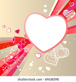 Frame with blank heart and modern abstract elements