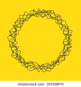 Frame. Blank frame on yellow background. Zigzag frame